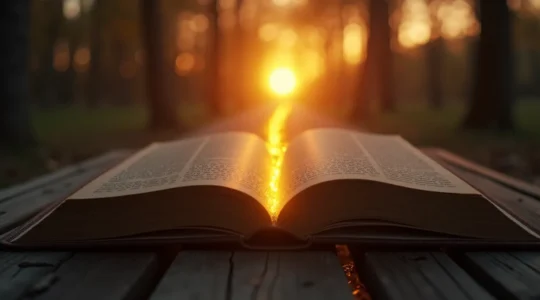 Symbolische Darstellung eines geöffneten Buches mit leuchtendem Pfad, der Lebensqualität symbolisiert