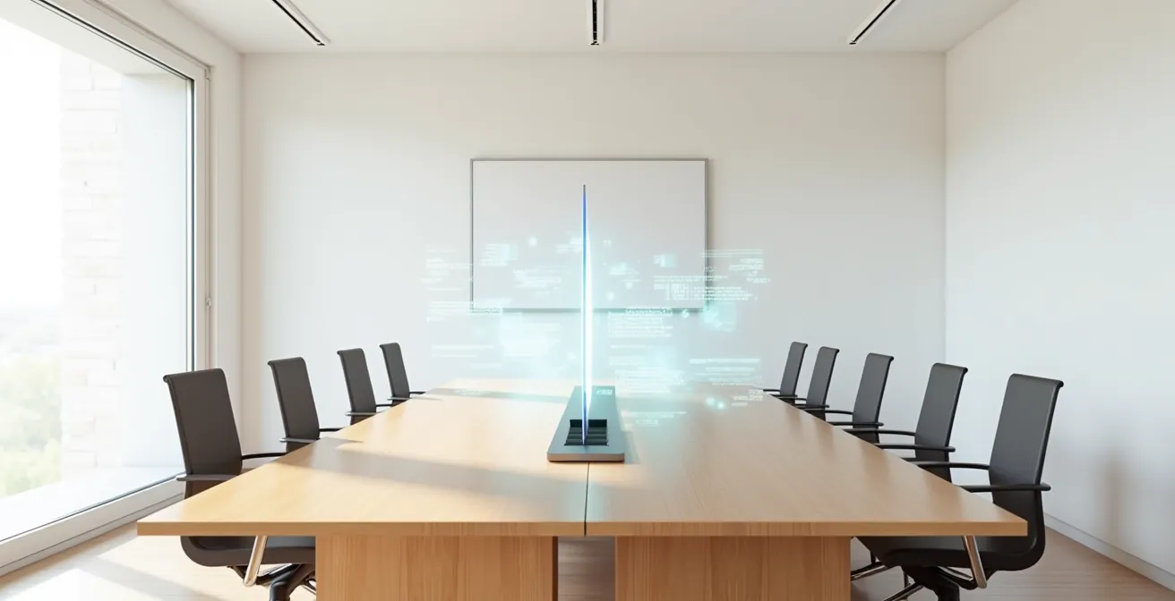 Abstrakte Darstellung des Innovationsdilemmas mit zwei divergierenden Pfaden, die die Wahl zwischen traditionellem Geschäft und Innovation symbolisieren.