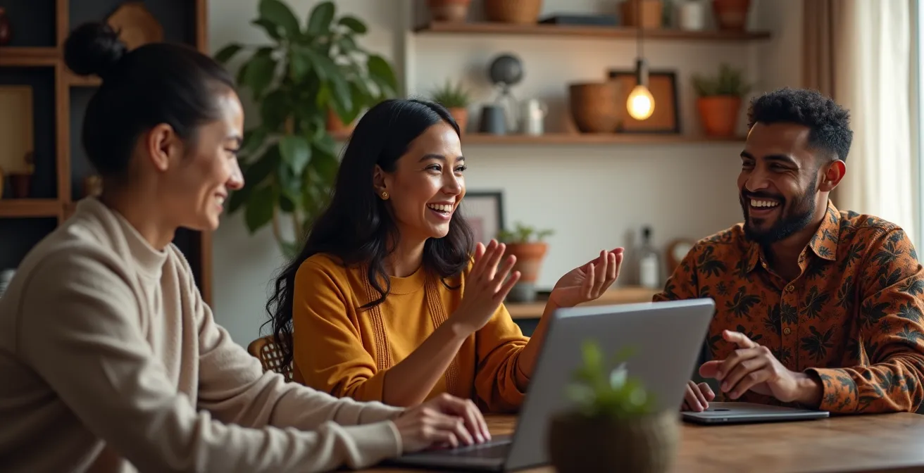 Menschen verschiedener Kulturen verbunden durch digitale Kommunikationswege