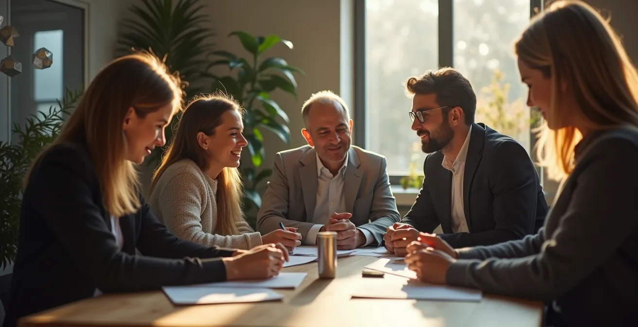 Harmonische Zusammenarbeit zwischen Mitarbeitern und digitalen Assistenten