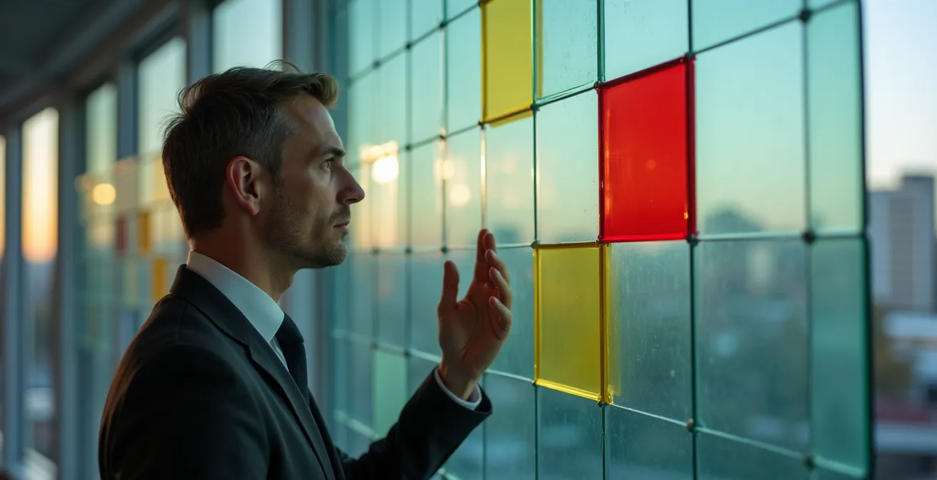 Visuelle Darstellung einer Risikomatrix mit Wahrscheinlichkeit und Auswirkung