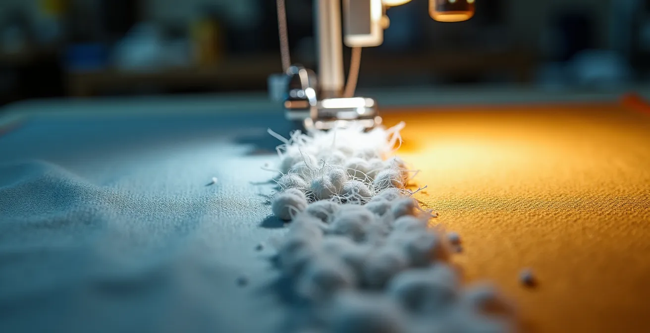 Makroaufnahme von Textilfasern zeigt Qualitätsunterschiede zwischen Fast Fashion und nachhaltiger Mode